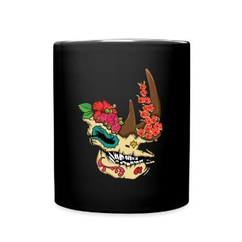 Animal Love Floral Muertos Day Of Dead Halloween - Full Colour Mug - black - Front