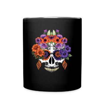 Dia de los Muertos Tag der Toten Halloween-Ornament - Tasse einfarbig - Schwarz - Vorne