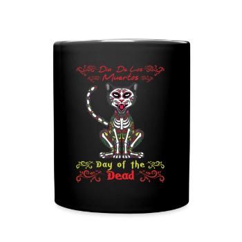 Tierkatzenliebhaber Muertos Tag der Toten Halloween - Tasse einfarbig - Schwarz - Vorne