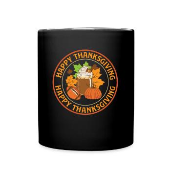 Happy Thanksgiving Tis The Season Hello Autumn - Tasse einfarbig - Schwarz - Vorne