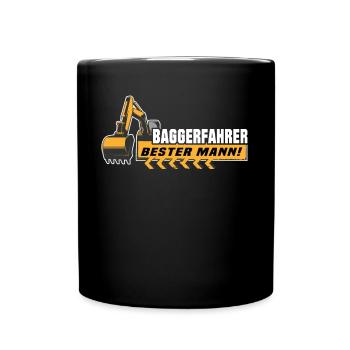 Baggerführer Baggerfahrer - Tasse einfarbig - Schwarz - Vorne