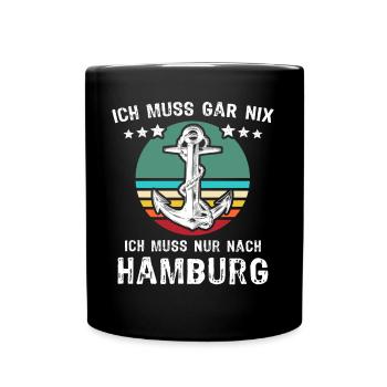 Hamburg Urlaub - Tasse einfarbig - Schwarz - Vorne