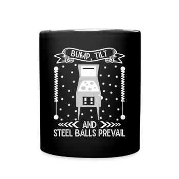 Bump Tilt & Steel Balls Prevail Pinball Machine - Full Colour Mug - black - Front