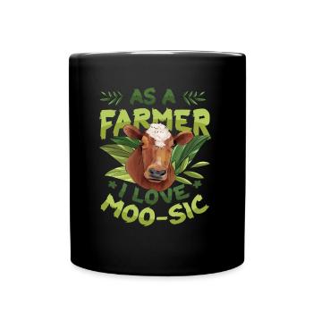 Als Landwirt Liebe Ich Moo-sic, Funny Farmer - Tasse einfarbig - Schwarz - Vorne