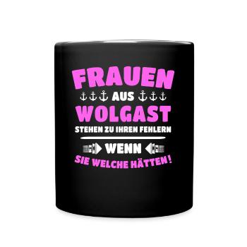 Wolgast Frau Wolgaster Frauen - Tasse einfarbig - Schwarz - Vorne