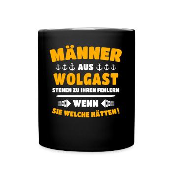 Wolgast Mann Wolgaster Männer - Tasse einfarbig - Schwarz - Vorne