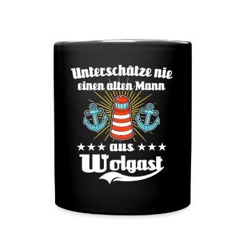 Wolgast Mann Wolgaster Männer - Tasse einfarbig - Schwarz - Vorne