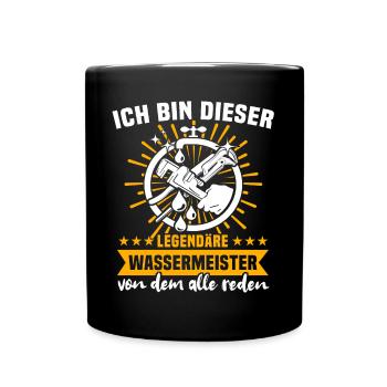 Wassermeister Wasserwerk - Tasse einfarbig - Schwarz - Vorne