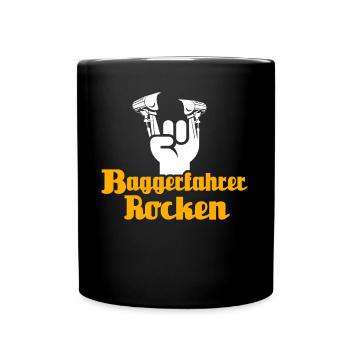 Baggerfahrer Bagger - Tasse einfarbig - Schwarz - Vorne