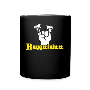 Baggerführer Baggerfahrer - Tasse einfarbig - Schwarz - Vorne
