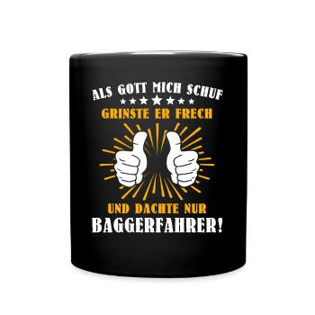 Baggerfahrer Baggern - Tasse einfarbig - Schwarz - Vorne