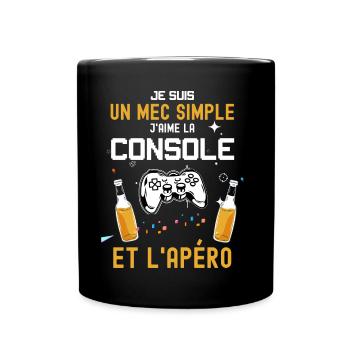 Mec Simple Console Jeux Video Et Apéro - Mug uni - noir - Devant