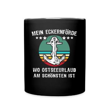 Eckernförde Urlaub Sprüche - Tasse einfarbig - Schwarz - Vorne