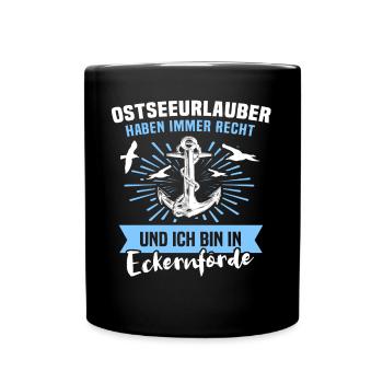 Eckernförde Urlaub Spruch - Tasse einfarbig - Schwarz - Vorne