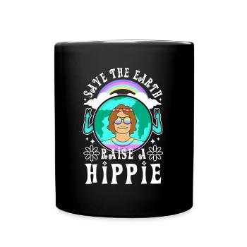 Save The Earth Raise A Hippie - Full Colour Mug - black - Front