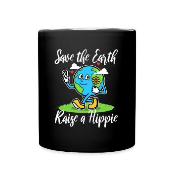 Save The Earth Raise A Hippie - Tasse einfarbig - Schwarz - Vorne