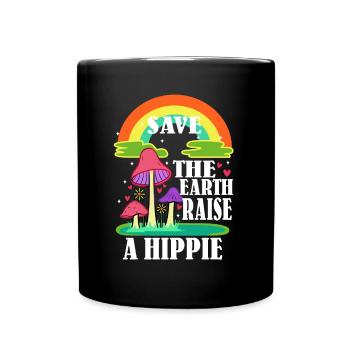 Save The Earth Raise A Hippie - Full Colour Mug - black - Front