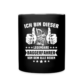 Baggerführer Bagger Baggerfahrer - Tasse einfarbig - Schwarz - Vorne