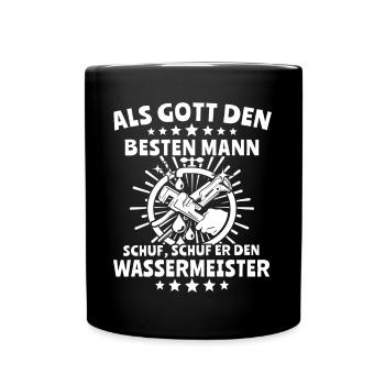 Wassermeister Sprüche - Tasse einfarbig - Schwarz - Vorne