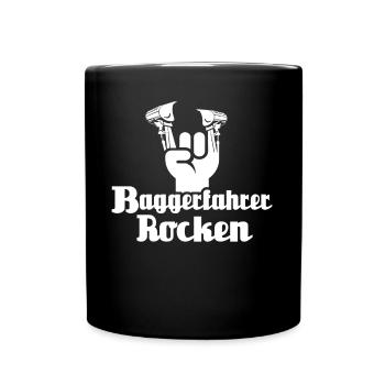 Baggerführer Bagger Baggerfahrer - Tasse einfarbig - Schwarz - Vorne