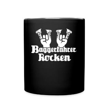 Baggerführer Bagger Baggerfahrer - Tasse einfarbig - Schwarz - Vorne