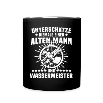 Wassermeister Sprüche - Tasse einfarbig - Schwarz - Vorne