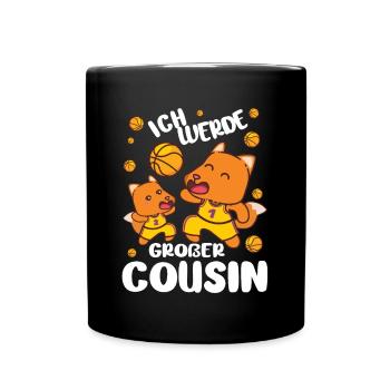 Füchse bald Großer Cousin Ich Werde Großer Cousin - Tasse einfarbig - Schwarz - Vorne