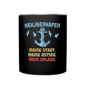 Heiligenhafen Ostsee Sprüche - Tasse einfarbig - Schwarz - Vorne