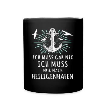 Heiligenhafen Sprüche - Tasse einfarbig - Schwarz - Vorne