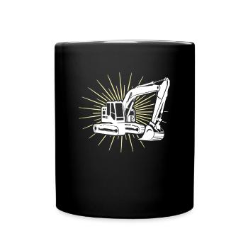 Bagger Baggerfahrer - Tasse einfarbig - Schwarz - Vorne