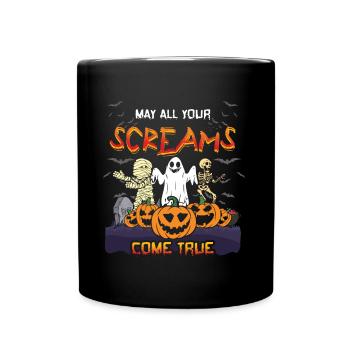 Gruselige Horrormonster Skelett Gruseliges Halloween - Tasse einfarbig - Schwarz - Vorne