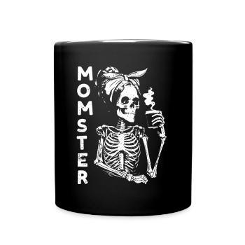 For Mom Monster Lazy Creepy Halloween Skeleton - Full Colour Mug - black - Front