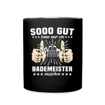 Bademeister Schwimmmeister - Tasse einfarbig - Schwarz - Vorne