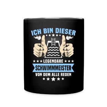 Schwimmmeister Bademeister - Tasse einfarbig - Schwarz - Vorne
