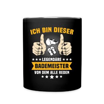 Bademeister Schwimmmeister - Tasse einfarbig - Schwarz - Vorne