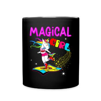 Magical Girl Unicorn Vintage Year 70 80 90 - Full Colour Mug - black - Front