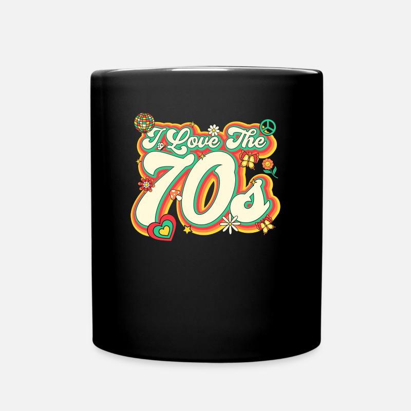 70er Kostüm 70s Styles 1970er Outfit 70er Disco - Tasse einfarbig - Schwarz