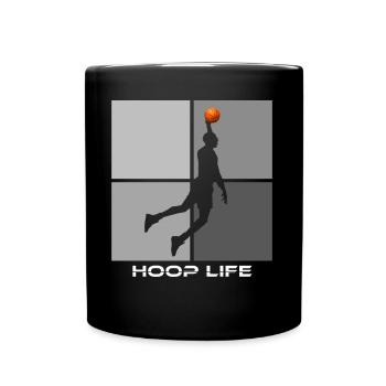 Basketball player jumps high in the air hoop - Full Colour Mug - black - Front