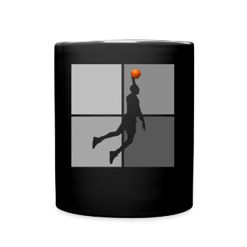 Basketball player jumps high in the air hoop - Full Colour Mug - black - Front