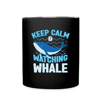 Keep Calm & Watching Whale Lovers Aquarist Gift - Tasse einfarbig - Schwarz - Vorne