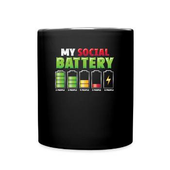 My social battery - antisocial introvert - Full Colour Mug - black - Front