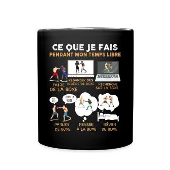 Boxe Temps Libre Humour Cadeau Homme Ou Enfant - Mug uni - noir - Devant