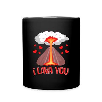 I Lava You Cute Volcano Gift for Couple - Full Colour Mug - black - Front