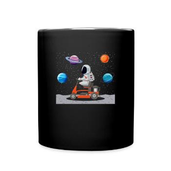 Astronaut Lawn Mower Moon Universe Gift - Full Colour Mug - black - Front