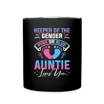 Baby Shower Gender Aunt Keeper Of The Gender - Full Colour Mug - black - Front