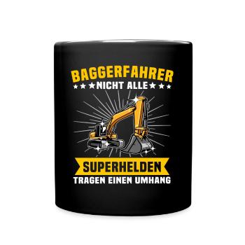 Baggerfahrer Bagger - Tasse einfarbig - Schwarz - Vorne