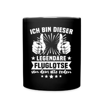 Fluglotse Legende - Tasse einfarbig - Schwarz - Vorne