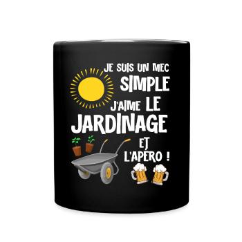 Ma Bière Mon Jardin Cadeau Homme - Mug uni - noir - Devant