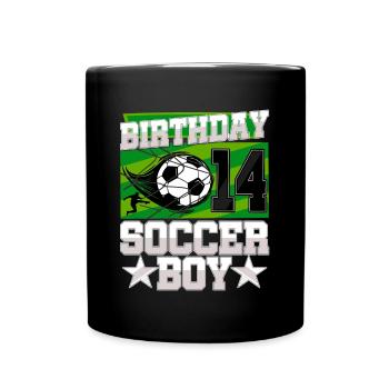 14th birthday Boy Soccer 14 Years Old Gifts - Full Colour Mug - black - Front