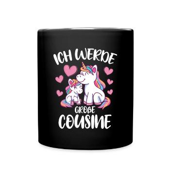 Bald Cousine Baby Einhörner - Ich werde große - Tasse einfarbig - Schwarz - Vorne